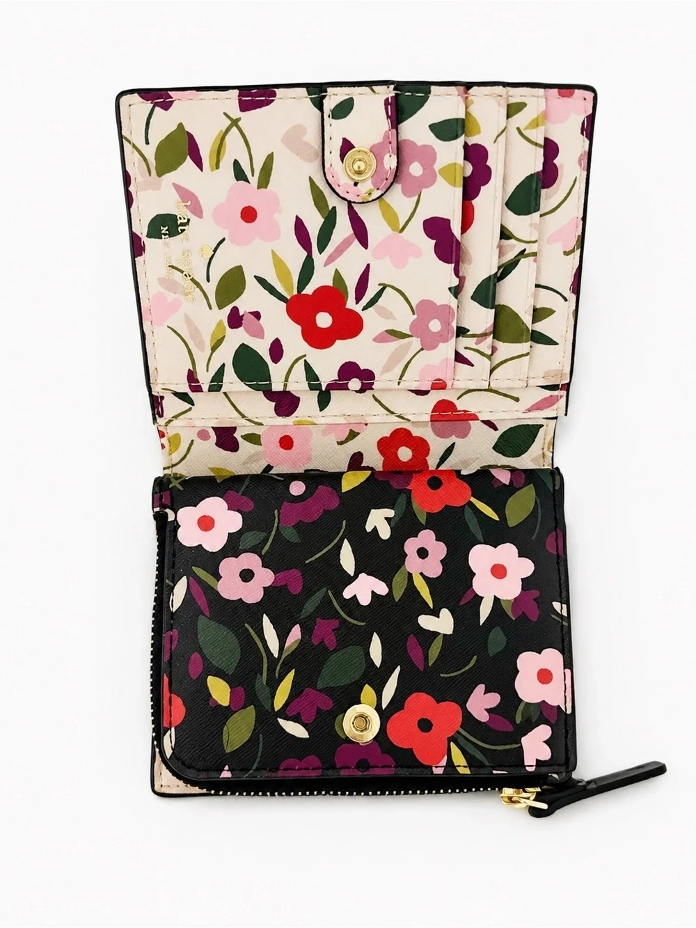 Kate Spade New York Floral Bifold Wallet – Black Multi
